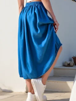 Royalfashion Damska spódnica midi a'la jeansowa