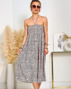 Royalfashion Damska sukienka midi z printem