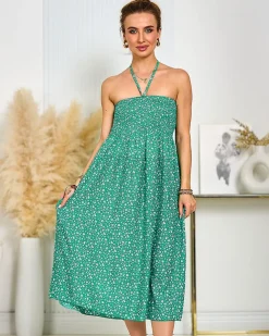 Royalfashion Damska sukienka midi w kwiaty