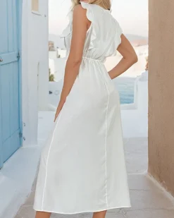 Royalfashion Damska sukienka midi z guzikami