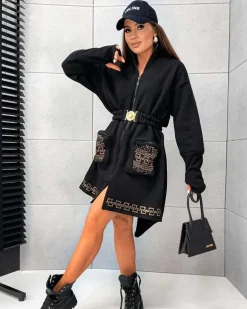 Royalfashion Damska sukienka mini typu bluza