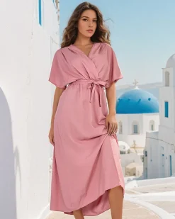 Royalfashion Damska sukienka midi z falbankami