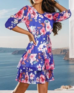 Royalfashion Damska sukienka mini w kwiaty