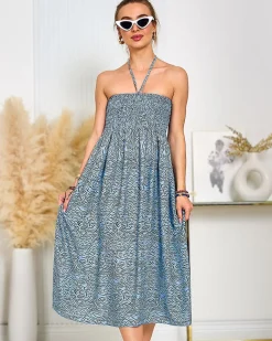 Royalfashion Damska sukienka midi z printem