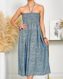 Royalfashion Damska sukienka midi z printem