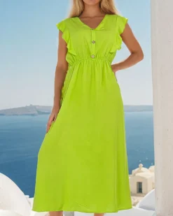 Royalfashion Damska sukienka midi z guzikami