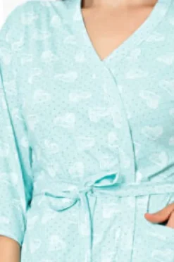 Royalfashion Damski bawełniany szlafrok w serduszka