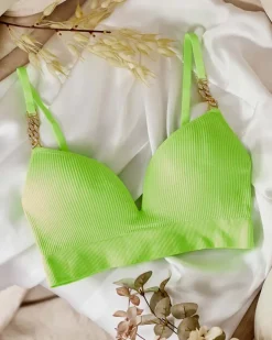 Royalfashion Damski biustonosz prążkowany z ozdobnymi ramiączkami