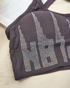 Royalfashion Damski biustonosz sportowy z cyrkoniami