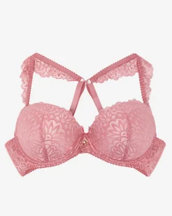 Royalfashion Damski biustonosz z koronką w kolorze ciemnoróżowym