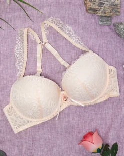 Royalfashion Damski biustonosz z koronką w kolorze beżowym