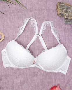 Royalfashion Damski biustonosz z koronką w kolorze ecru