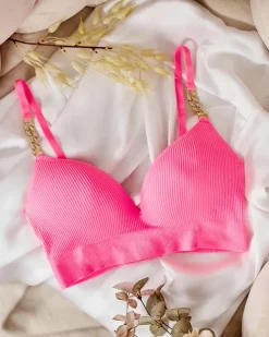 Royalfashion Damski biustonosz prążkowany z ozdobnymi ramiączkami