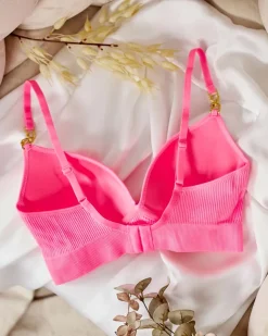 Royalfashion Damski biustonosz prążkowany z ozdobnymi ramiączkami