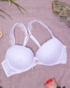 Royalfashion Damski biustonosz z koronką w kolorze białym