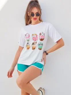 Royalfashion Damski komplet sportowy z t-shirtem i krótkimi spodenkami Kitty Cat