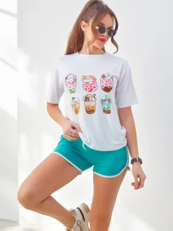 Royalfashion Damski komplet sportowy z t-shirtem i krótkimi spodenkami Kitty Cat