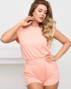 Royalfashion Damski koralowy sportowy komplet dresowy