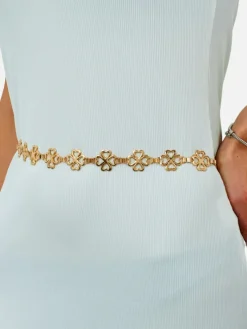 Royalfashion Damski metalowy pasek z koniczynką