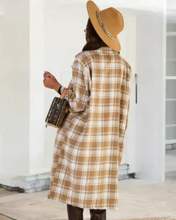 Royalfashion Damski płaszcz w kratę