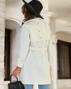 Royalfashion Damski płaszcz z wiązaniem