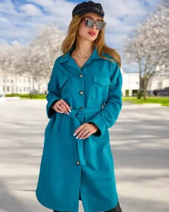 Royalfashion Damski płaszcz typu koszula