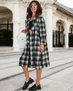 Royalfashion Damski płaszcz w kratę