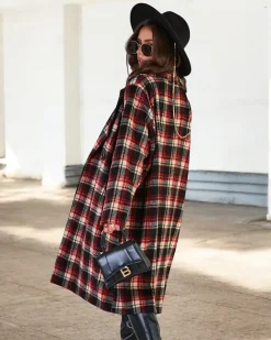 Royalfashion Damski płaszcz w kratę