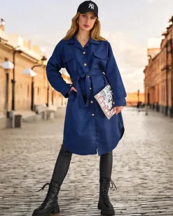 Royalfashion Damski płaszcz typu koszula