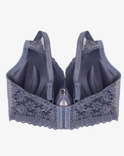 Royalfashion Damski różowy biustonosz z fioletową koronką