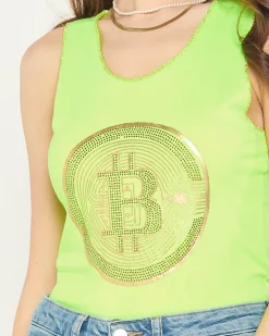 Royalfashion Damski top w kolorze neonowym zielonym