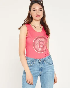 Royalfashion Damski top w kolorze neonowym różowym