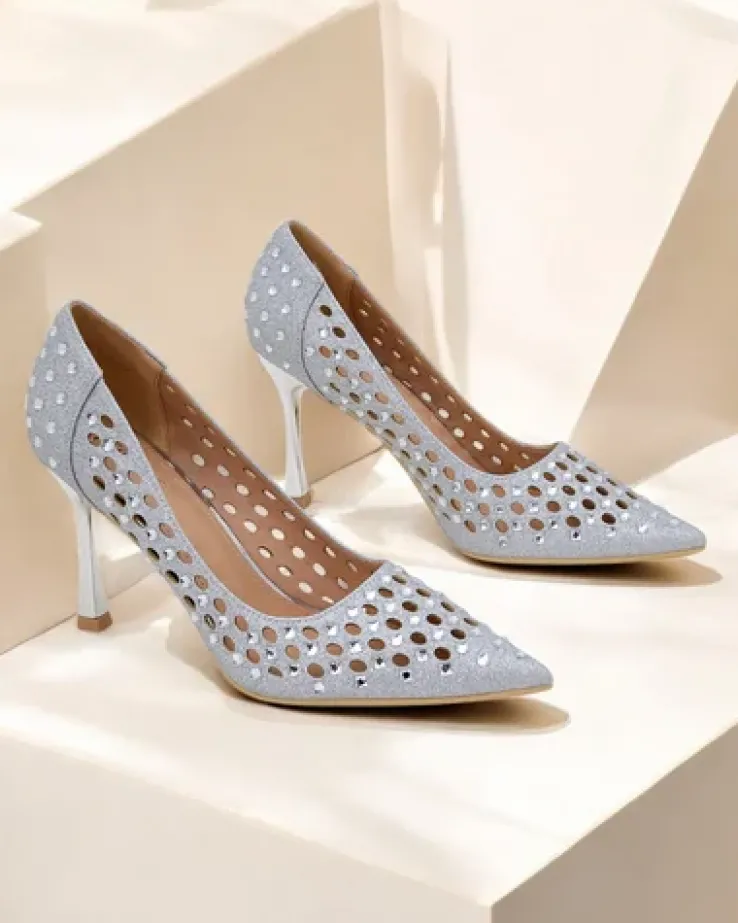 Royalfashion Damskie ażurowe czółenka na szpilce Ecatte