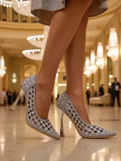 Royalfashion Damskie ażurowe czółenka na szpilce Ecatte