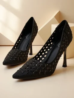 Royalfashion Damskie ażurowe czółenka na szpilce Ecatte