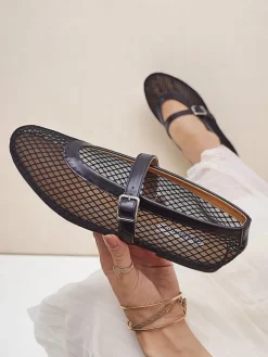 Royalfashion Damskie baleriny ażurowe z paseczkiem Naommi