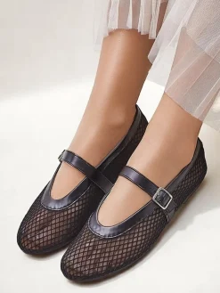Royalfashion Damskie baleriny ażurowe z paseczkiem Naommi