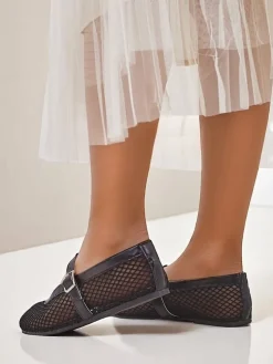 Royalfashion Damskie baleriny ażurowe z paseczkiem Naommi
