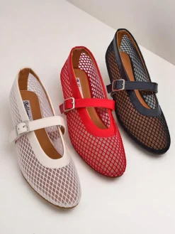 Royalfashion Damskie baleriny ażurowe z paseczkiem Naommi