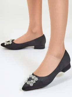 Royalfashion Damskie baleriny a'la satynowe z klamerką Legant