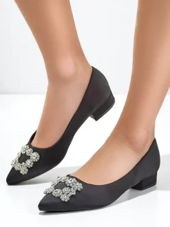 Royalfashion Damskie baleriny a'la satynowe z klamerką Legant