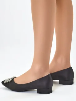 Royalfashion Damskie baleriny a'la satynowe z klamerką Legant