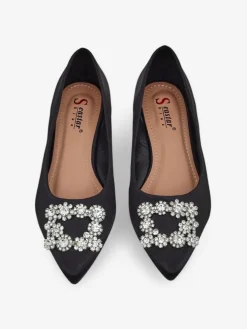 Royalfashion Damskie baleriny a'la satynowe z klamerką Legant