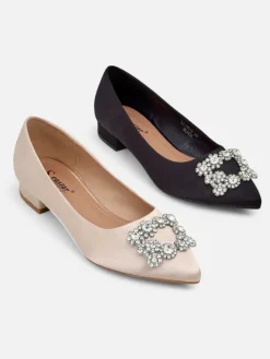 Royalfashion Damskie baleriny a'la satynowe z klamerką Legant