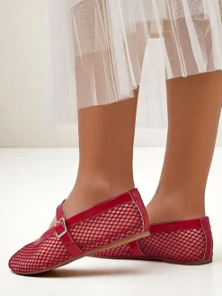 Royalfashion Damskie baleriny ażurowe z paseczkiem Naommi