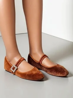 Royalfashion Damskie baleriny a' la welur z klamerką i paseczkiem Enribes