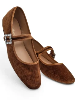 Royalfashion Damskie baleriny a' la welur z klamerką i paseczkiem Enribes