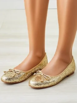 Royalfashion Damskie baleriny z brokatem i kokardką Aramie