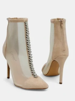 Royalfashion Damskie botki na szpilce z przeźroczystej siateczki Glam Style