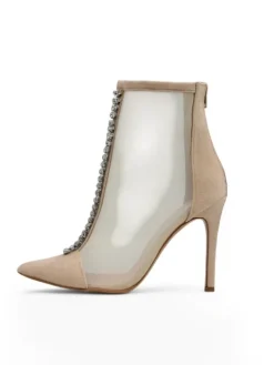 Royalfashion Damskie botki na szpilce z przeźroczystej siateczki Glam Style